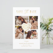 Cheap White Collage Wedding Gold Heart 4 Foto's (Staand voorkant)