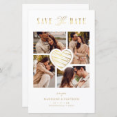 Cheap White Collage Wedding Gold Heart 4 Foto's (Voorkant / Achterkant)