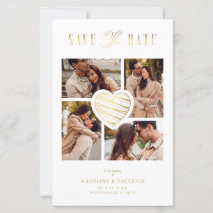 Cheap White Collage Wedding Gold Heart 4 Foto's