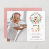 Cheap Ze is een Wild One Foto First Birthday Invit (Voorkant / Achterkant)