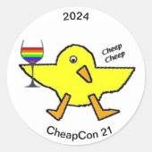 Cheapcon 21-knop ronde sticker (Voorkant)