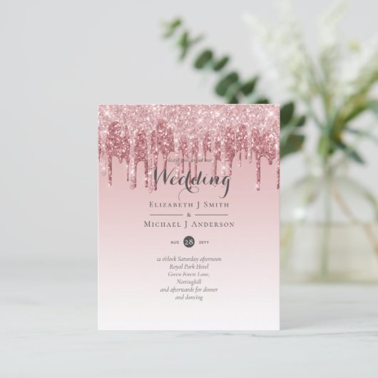 CHEAPEST Roos Gold Pink Glitter Weddenschap (Staand voorkant)