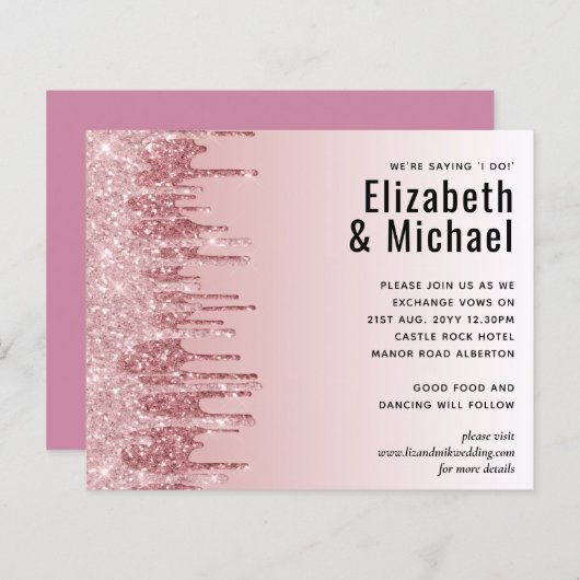 CHEAPEST Roos Gold Pink Glitter Weddenschap (Voorkant / Achterkant)