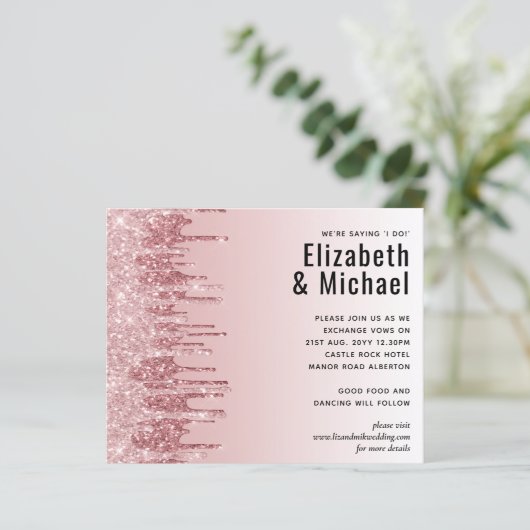 CHEAPEST Roos Gold Pink Glitter Weddenschap (Staand voorkant)