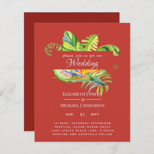 Cheapest Tropical Leaves Wedding Luau Reception (Voorkant / Achterkant)