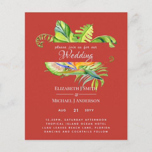 Cheapest Tropical Leaves Wedding Luau Reception (Voorkant)