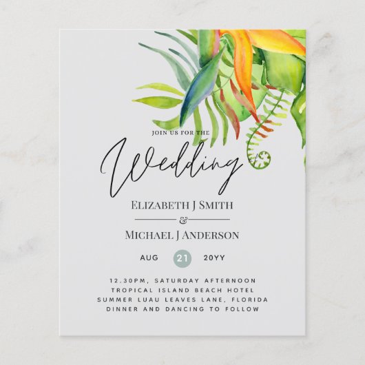 Cheapest Tropical Leaves Wedding Luau Reception (Voorkant)