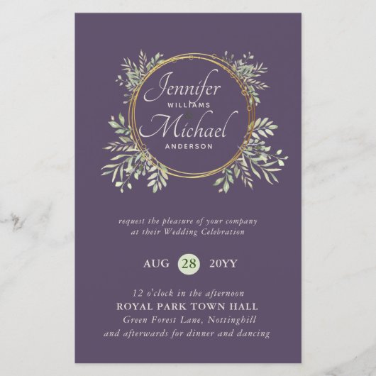 CHEAPEST Wedding Invitation Greenery WreatBUDGET (Voorkant)