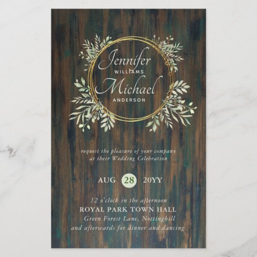 CHEAPEST Wedding Invitation Greenery WreatBUDGET (Voorkant)