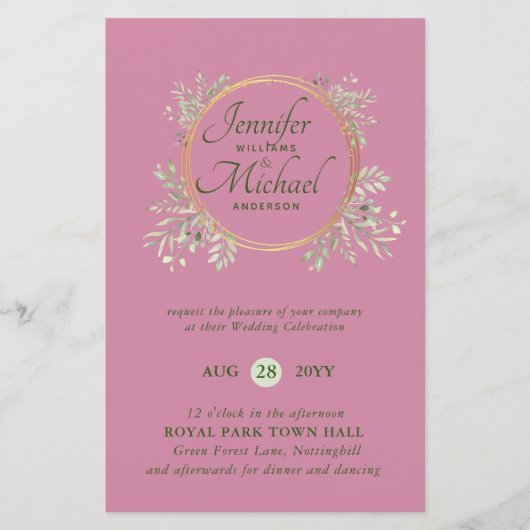 CHEAPEST Wedding Invitation Greenery WreatBUDGET (Voorkant)