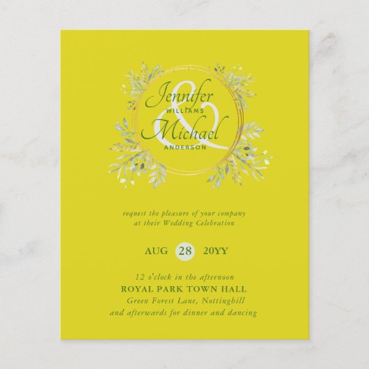 CHEAPEST Wedding Invitation Greenery WreatBUDGET (Voorkant)