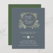 CHEAPEST Wedding Invitation Greenery WreatBUDGET (Voorkant / Achterkant)