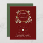 CHEAPEST Wedding Invitation Greenery WreatBUDGET (Voorkant / Achterkant)