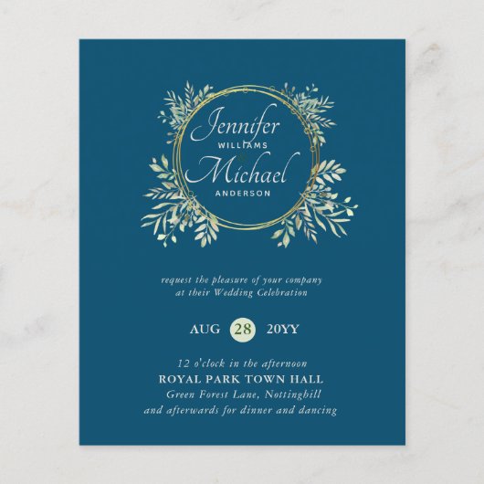 CHEAPEST Wedding Invitation Greenery WreatBUDGET (Voorkant)
