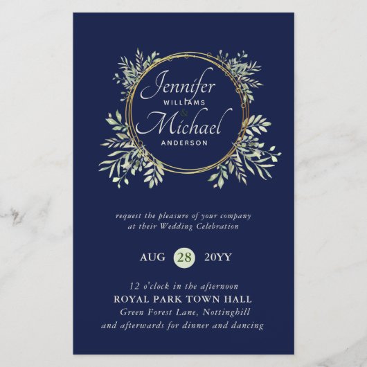 CHEAPEST Wedding Invitation Greenery WreatBUDGET (Voorkant)
