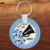 CheapTeam Gift Ideeën voor Cheer, Blauw, Wit, Zwar Sleutelhanger (Voorkant)