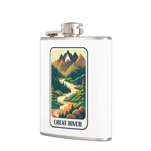 Cheat River West Virginia Kleuren Heupfles (Links)