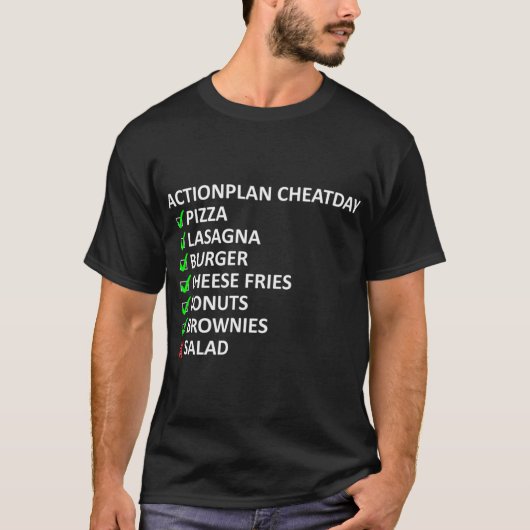 Cheatday Pizza Burger Fries Checklist T-shirt (Voorkant)