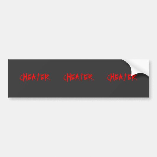 CHEATER      CHEATER      CHEATER BUMPERSTICKER (Voorkant)