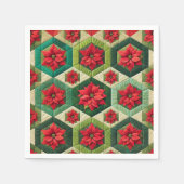 Cheater Quilt Hexagons Poinsettia Découpage Napkin Servet (Voorkant)