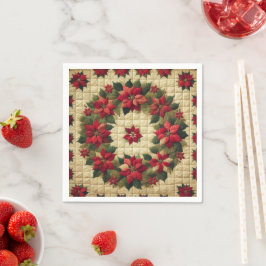 Cheater Quilt Poinsettia Krans Decoupage Servetten