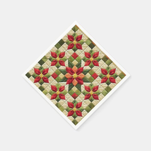 Cheater Quilt Poinsettia Sterren Decoupage Servett Servet (Hoek)