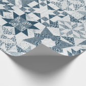 Cheater Traditionele Patchwork Sterren Quilt Blauw Cadeaupapier (Hoek)