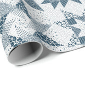 Cheater Traditionele Patchwork Sterren Quilt Blauw Cadeaupapier (Rol Hoek)