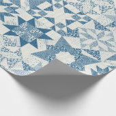 Cheater Traditionele Patchwork Sterren Quilt Blauw Cadeaupapier (Hoek)
