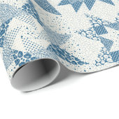 Cheater Traditionele Patchwork Sterren Quilt Blauw Cadeaupapier (Rol Hoek)