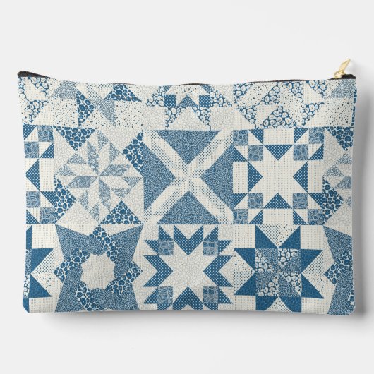 Cheater Traditionele Patchwork Sterren Quilt Blauw Etui (Achterkant)