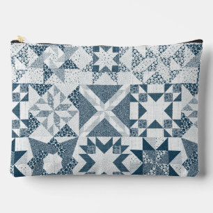 Cheater Traditionele Patchwork Sterren Quilt Blauw Etui