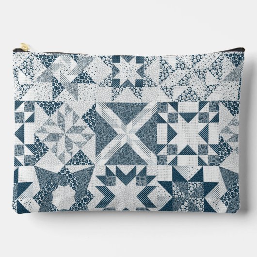 Cheater Traditionele Patchwork Sterren Quilt Blauw Etui (Voorkant)