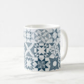 Cheater Traditionele Patchwork Sterren Quilt Blauw Koffiemok (Voorkant rechts)
