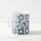 Cheater Traditionele Patchwork Sterren Quilt Blauw Koffiemok (Voorkant links)