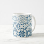 Cheater Traditionele Patchwork Sterren Quilt Blauw Koffiemok (Voorkant rechts)