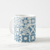 Cheater Traditionele Patchwork Sterren Quilt Blauw Koffiemok (Voorkant links)