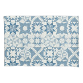 Cheater Traditionele Patchwork Sterren Quilt Blauw Kussensloop (Voorkant)