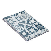 Cheater Traditionele Patchwork Sterren Quilt Blauw Notitieboek (Rechterzijde)