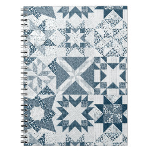 Cheater Traditionele Patchwork Sterren Quilt Blauw Notitieboek