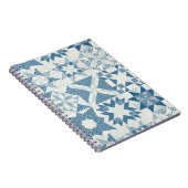 Cheater Traditionele Patchwork Sterren Quilt Blauw Notitieboek (Rechterzijde)