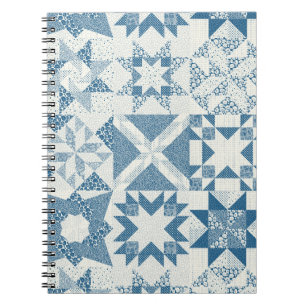 Cheater Traditionele Patchwork Sterren Quilt Blauw Notitieboek