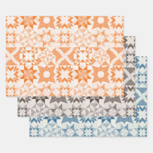 Cheater Traditionele Patchwork Sterren Quilt Gemen Inpakpapier Vel