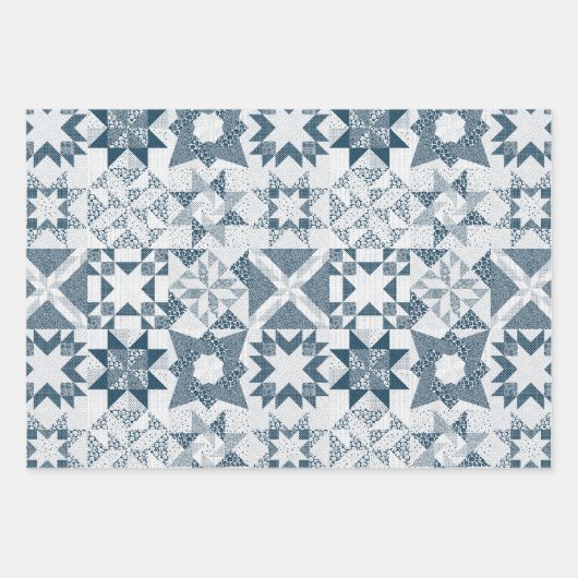 Cheater Traditionele Patchwork Sterren Quilt Gemen Inpakpapier Vel (Voorkant 3)