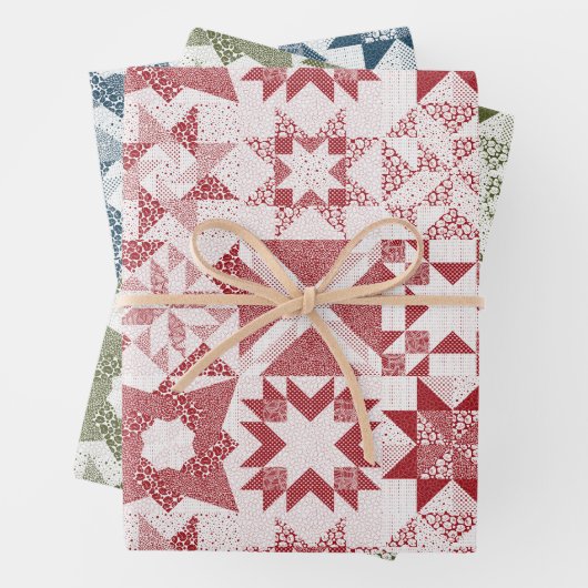 Cheater Traditionele Patchwork Sterren Quilt Gemen Inpakpapier Vel (In situ)