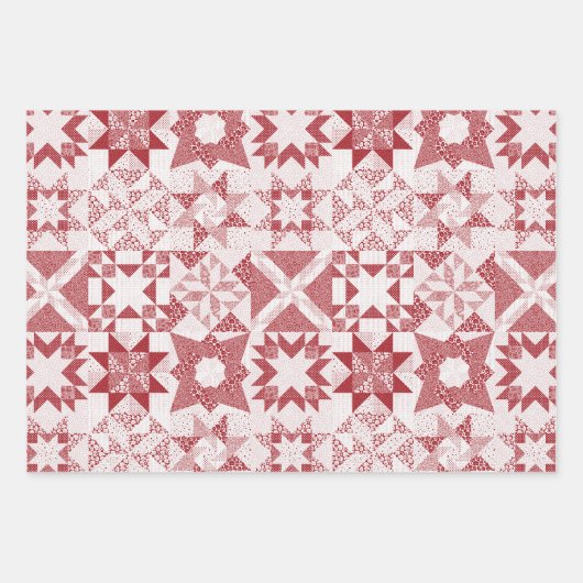 Cheater Traditionele Patchwork Sterren Quilt Gemen Inpakpapier Vel (Voorkant)
