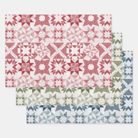 Cheater Traditionele Patchwork Sterren Quilt Gemen Inpakpapier Vel (Set)