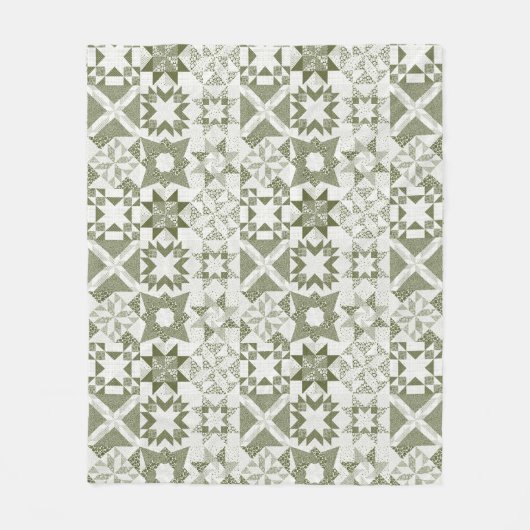 Cheater Traditionele Patchwork Sterren Quilt Groen Fleece Deken (Voorkant)