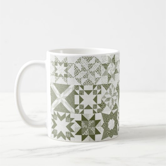 Cheater Traditionele Patchwork Sterren Quilt Groen Koffiemok (Links)