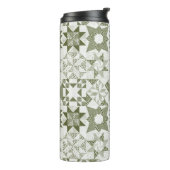 Cheater Traditionele Patchwork Sterren Quilt Groen Thermosbeker (Gedraaid links)